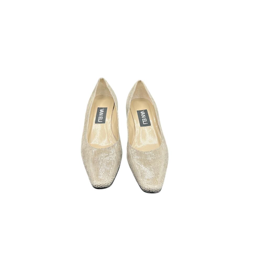 ✨Vaneli US W5M Cream Reptile Embossed Pumps Low Heel 90s Y2K Minimal Chic Retro - Picture 2 of 6